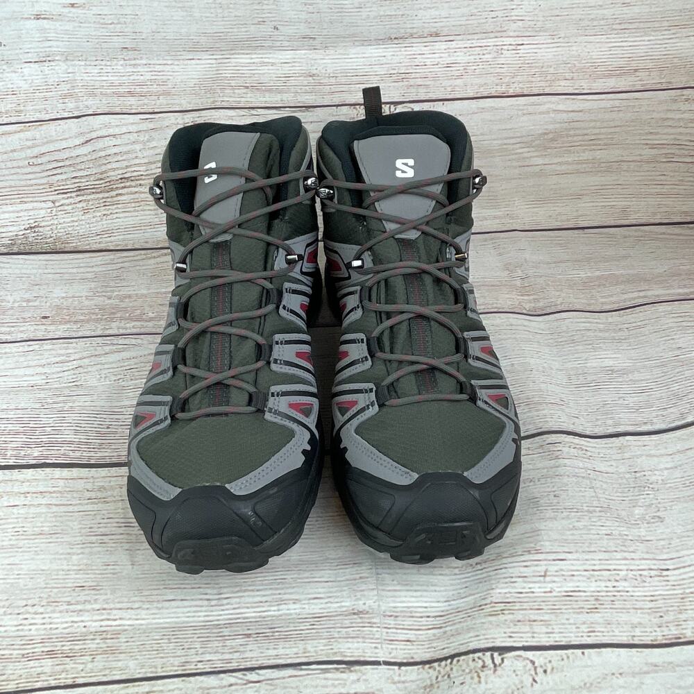 Salomon X Ultra Pioneer MID Mens Sz 11 Hiking Boots Peat Quiet Shade Biking Red - Picture 3 of 10